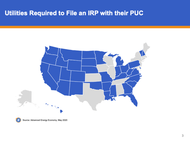 Map of Utilities Required to File an IRP with their PUC
